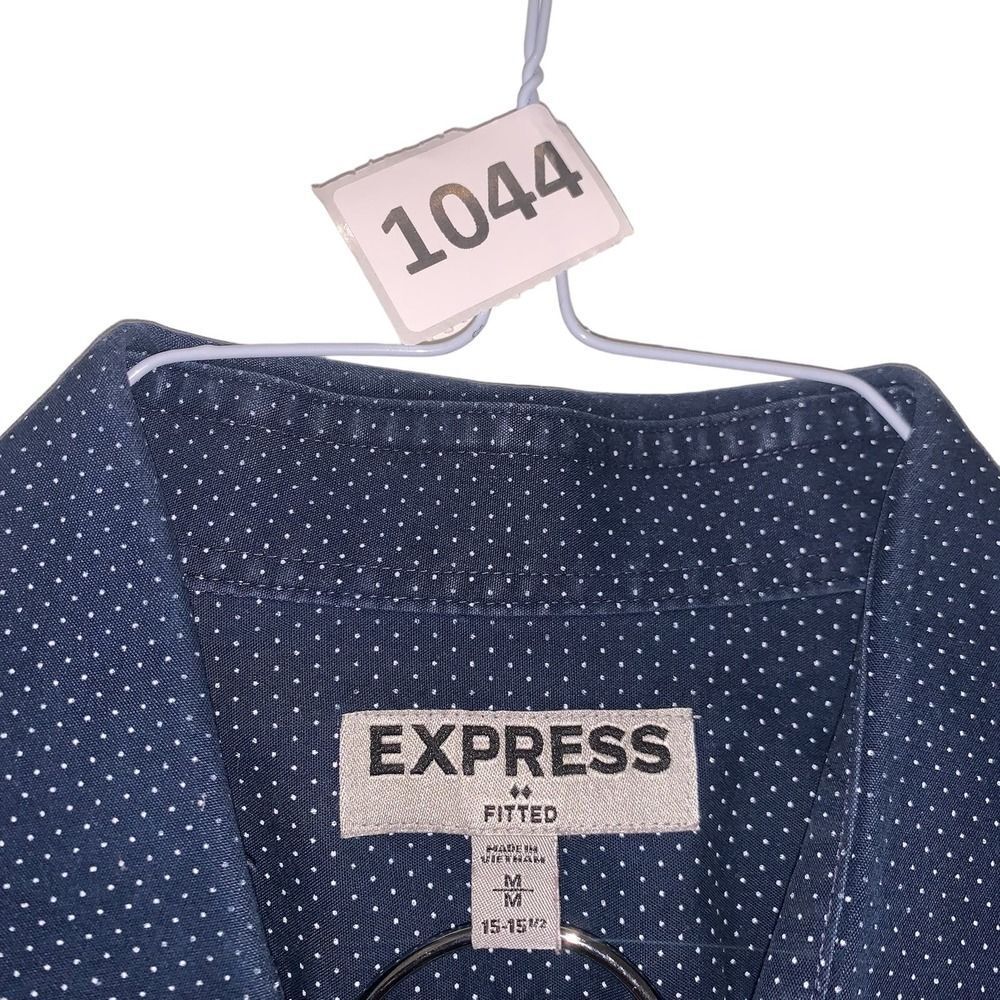 Express, Men's Blue Polka Dot Dress Shirt, MED